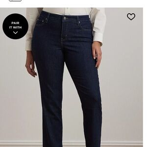 Lauren Ralph Lauren 20W x 30 Jeans Mid-Rise Straight Stretch dark wash NWT
